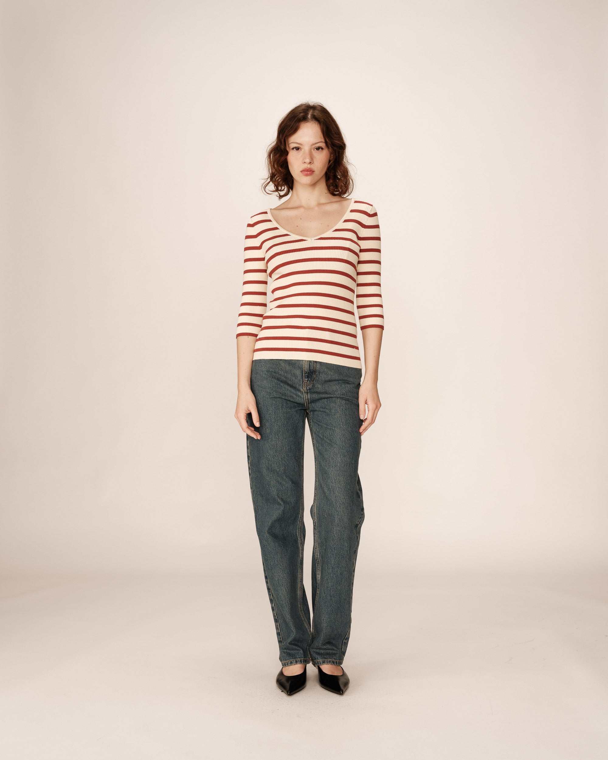 3/4 sleeve sweater terracotta Paige_12867