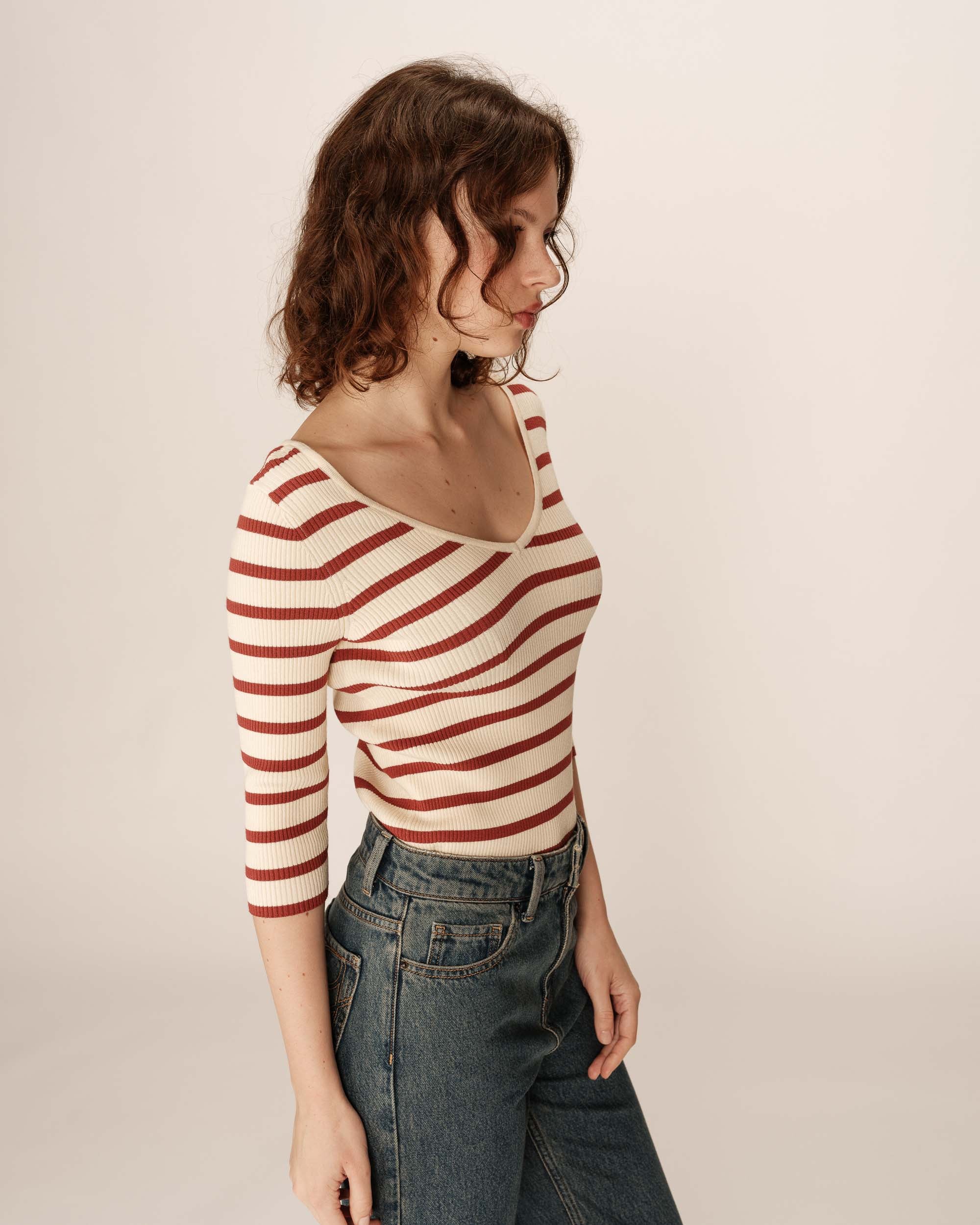 3/4 sleeve sweater terracotta Paige_12867