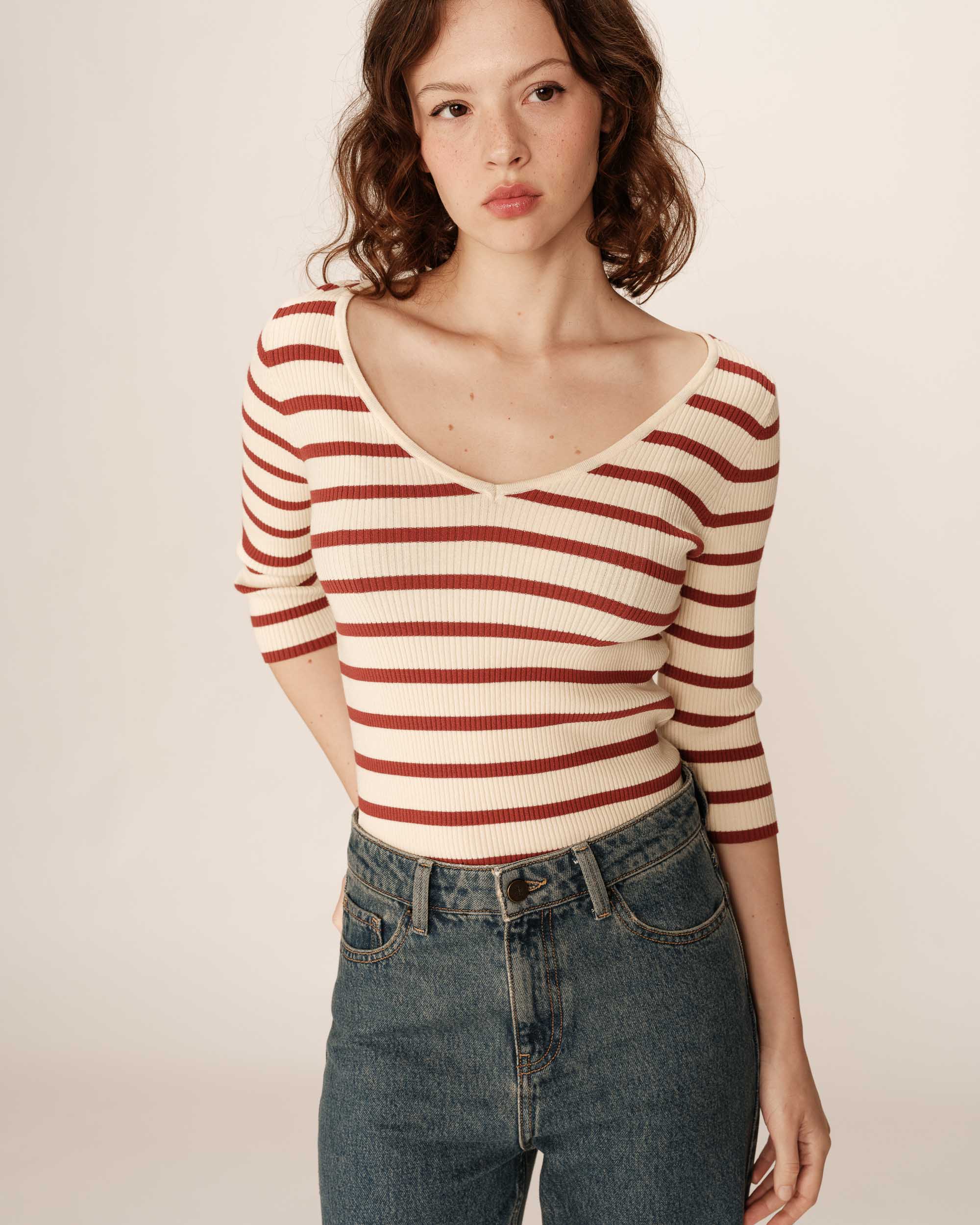 3/4 sleeve sweater terracotta Paige_12867