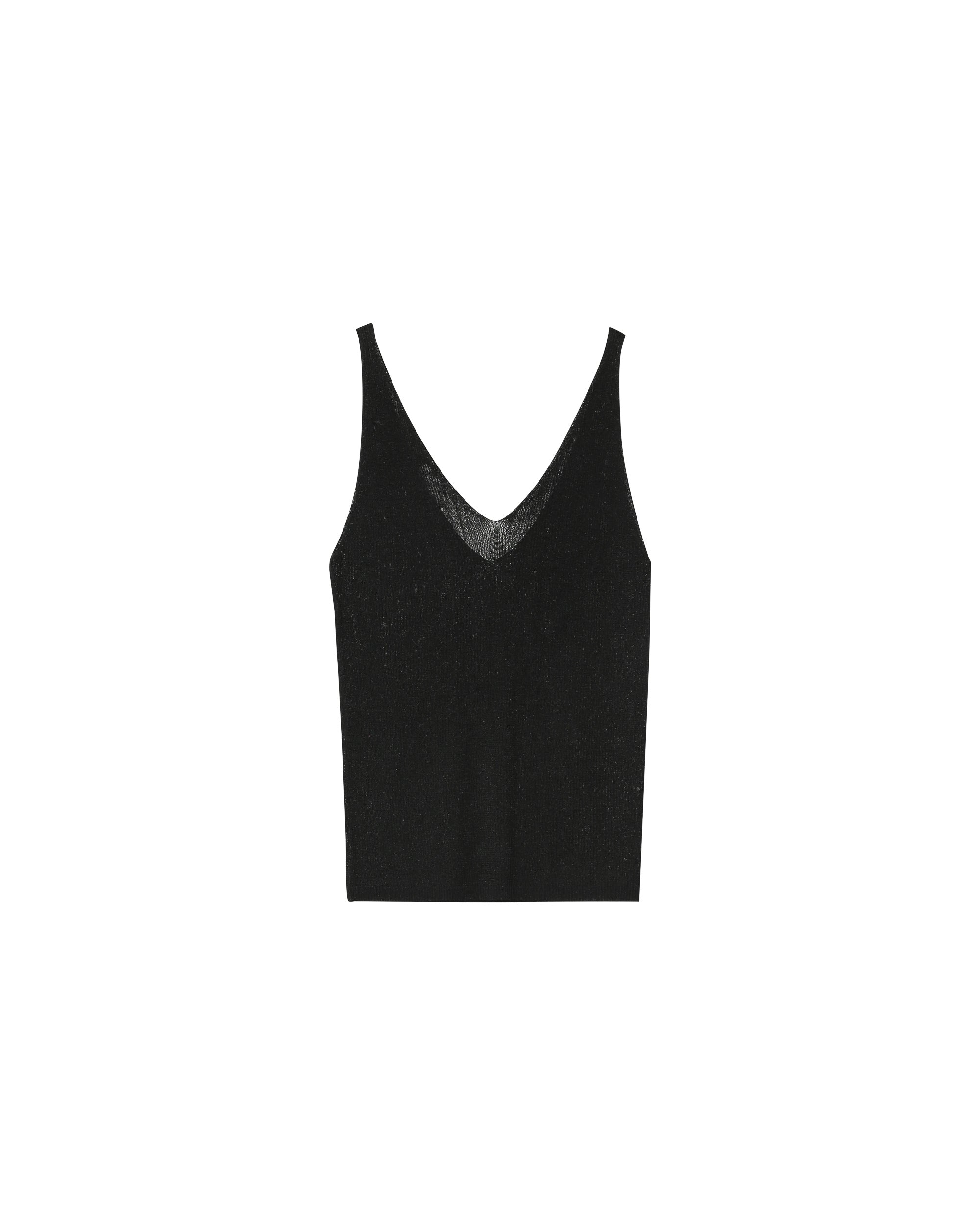 Top ajusté en lurex noir Paillette