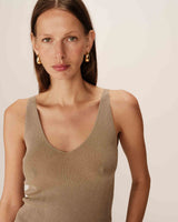 Top ajusté en lurex or Paillette