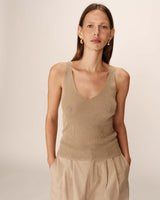 Top ajusté en lurex or Paillette