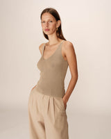 Top ajusté en lurex or Paillette