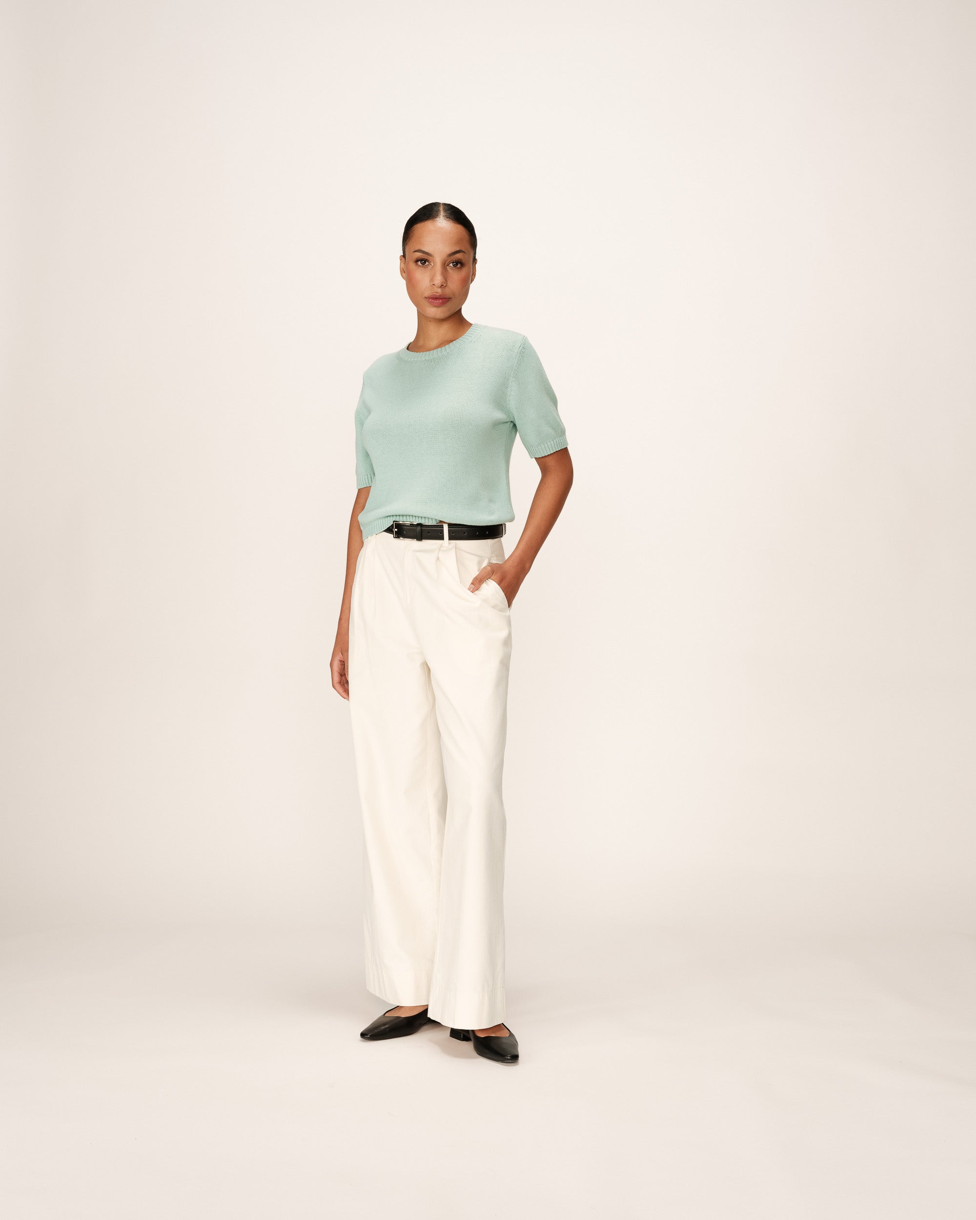 Straight knit sweater aqua Palermo_13177