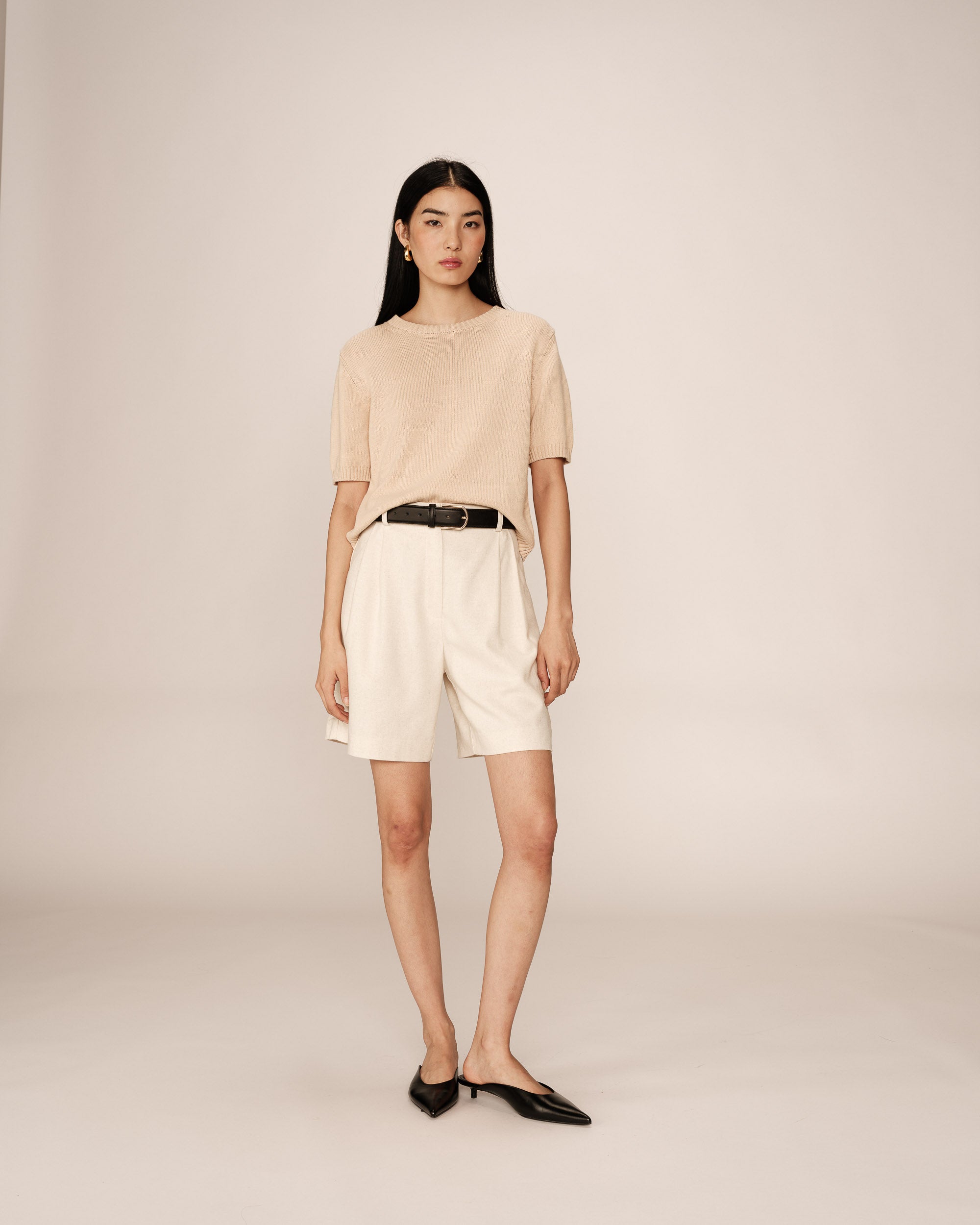 Straight knit sweater ecru Palermo_13177