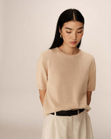 Straight knit sweater ecru Palermo_13177