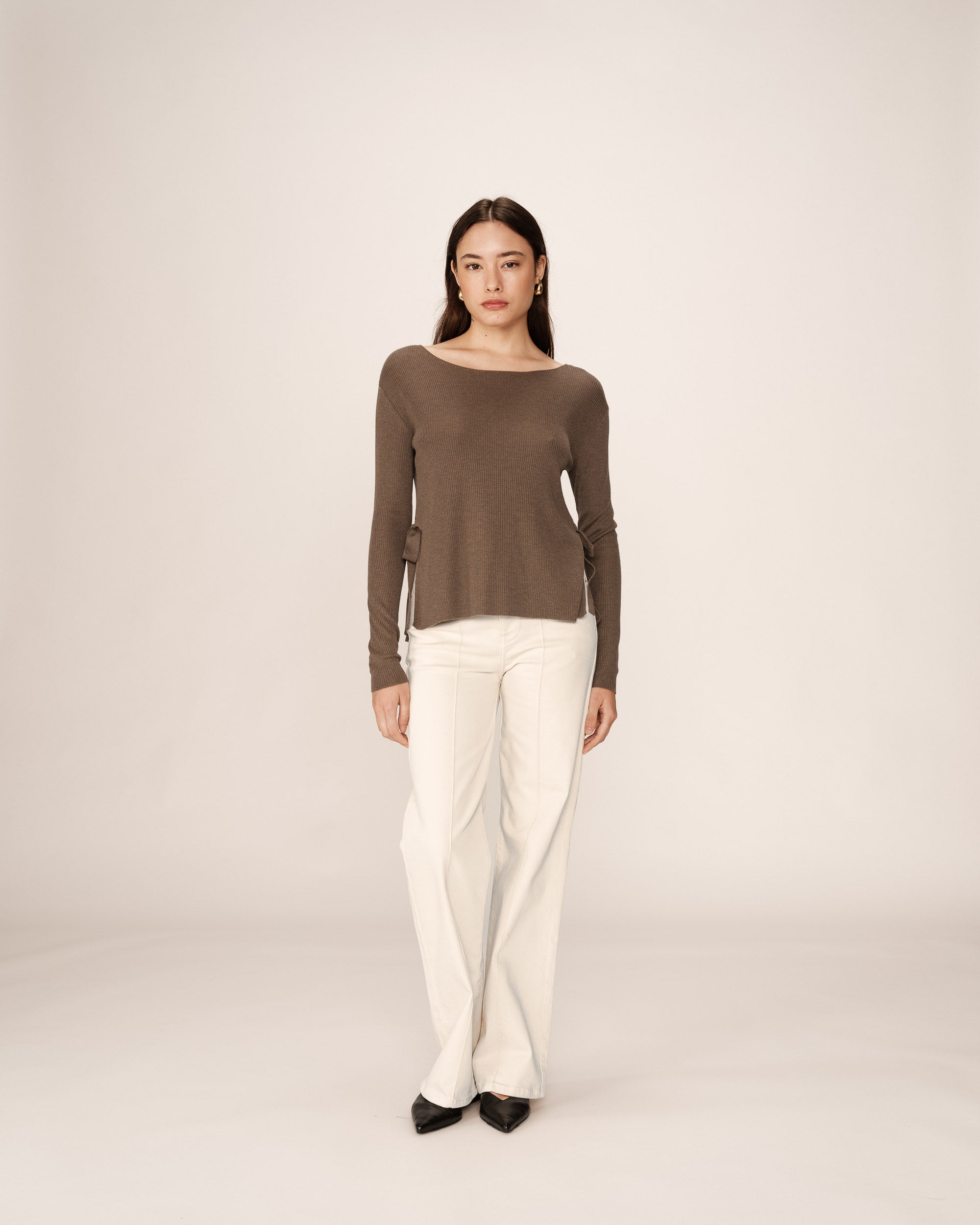 Tie-detail sweater khaki Palmer_12878
