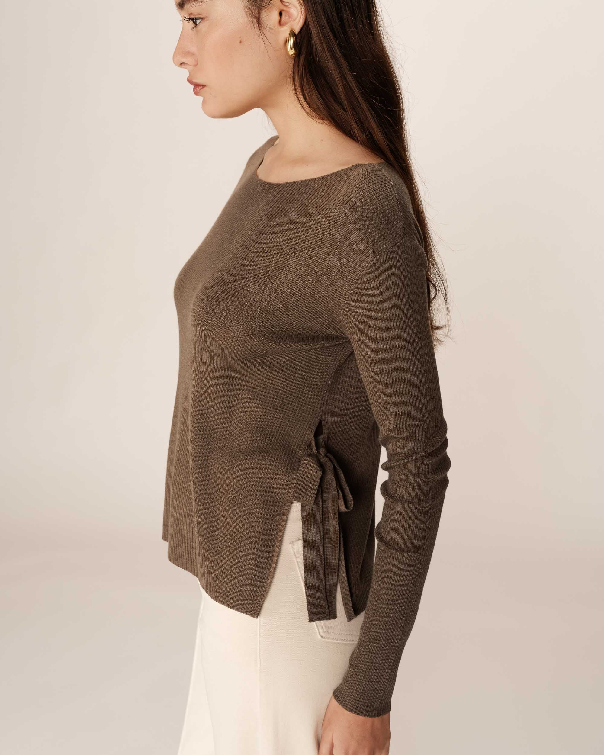 Tie-detail sweater khaki Palmer_12878