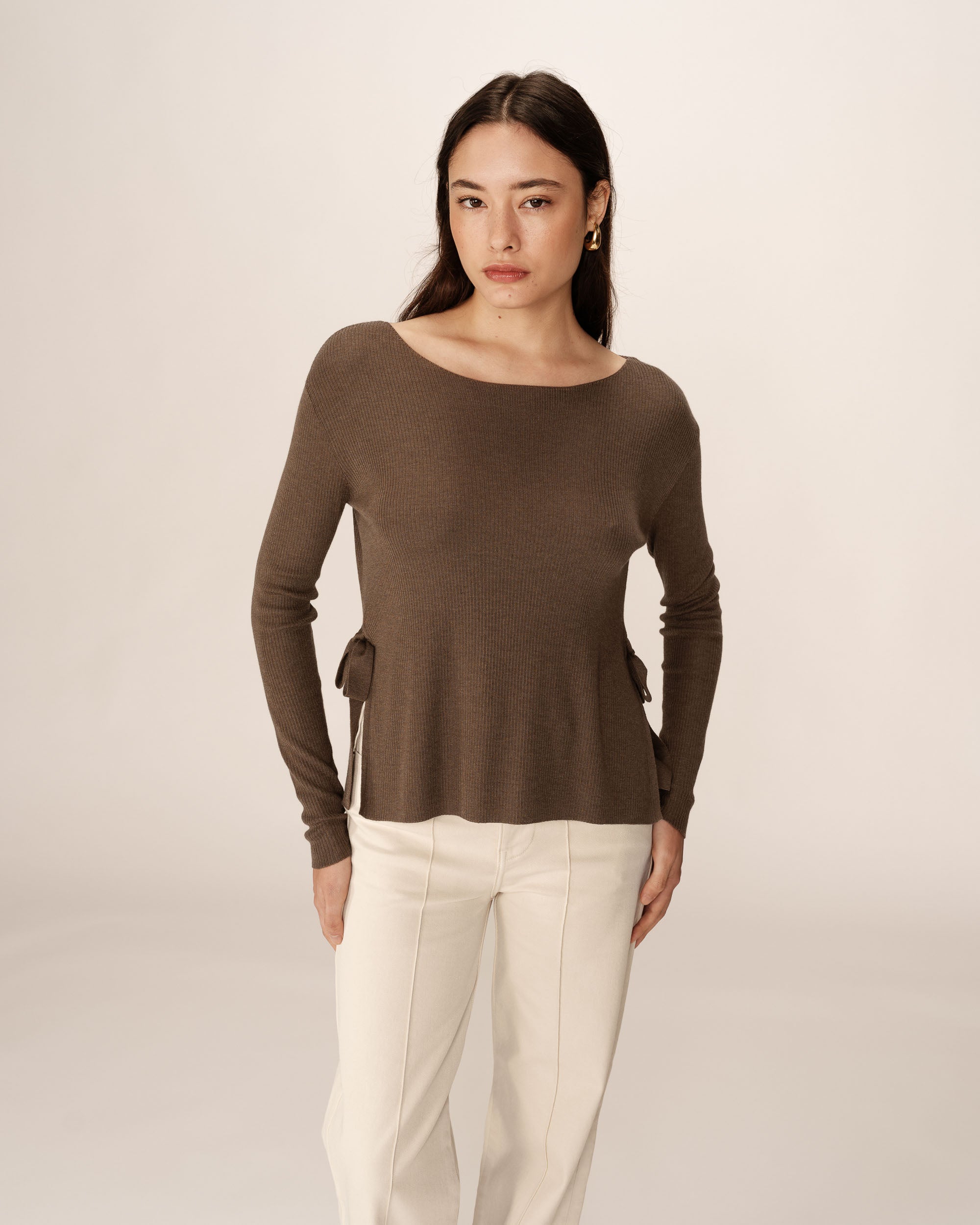 Tie-detail sweater khaki Palmer_12878