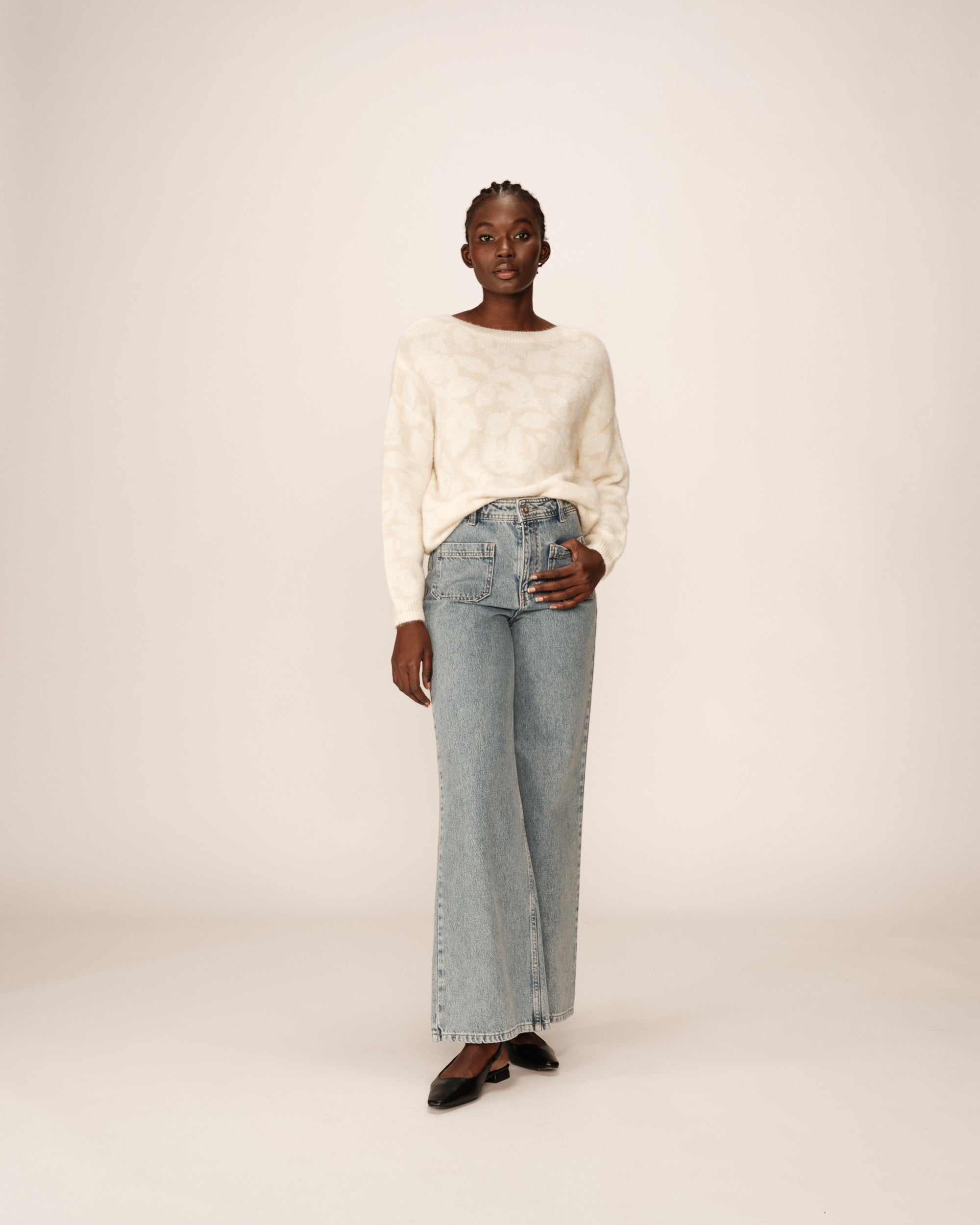 Oversized patterned sweater beige Paloma_13000