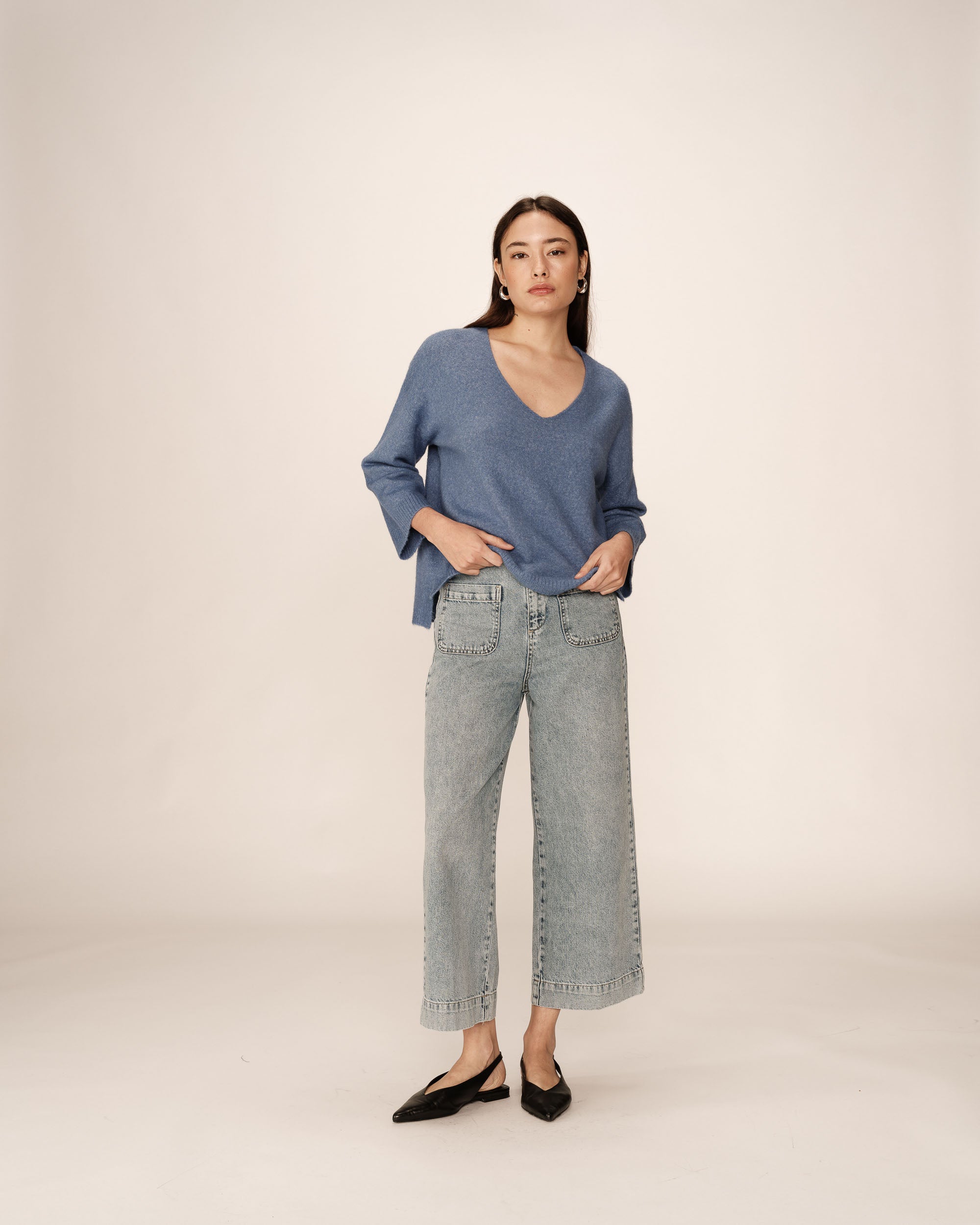 3/4 sleeve sweater blue Paltrow_12902