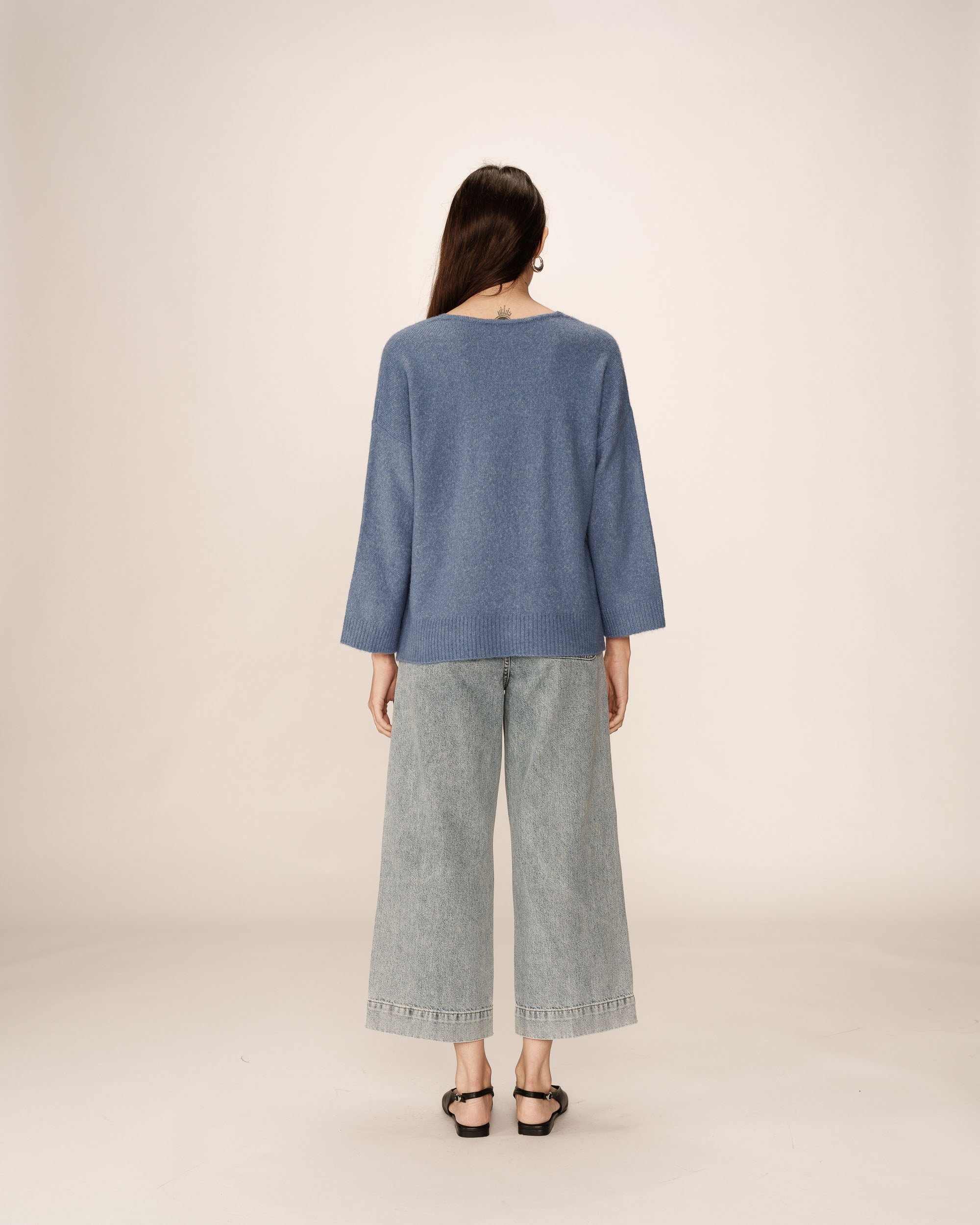 3/4 sleeve sweater blue Paltrow_12902