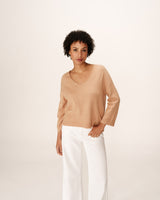 3/4 sleeve sweater camel Paltrow_12902