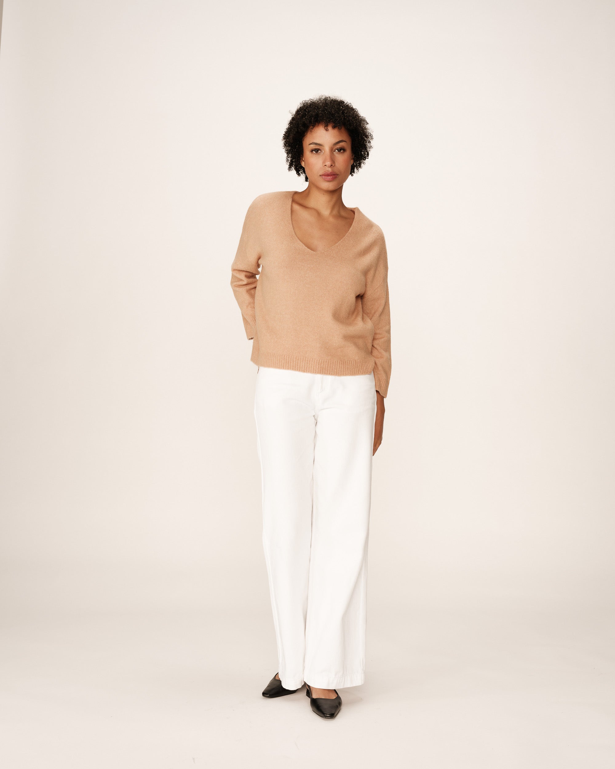 3/4 sleeve sweater camel Paltrow_12902