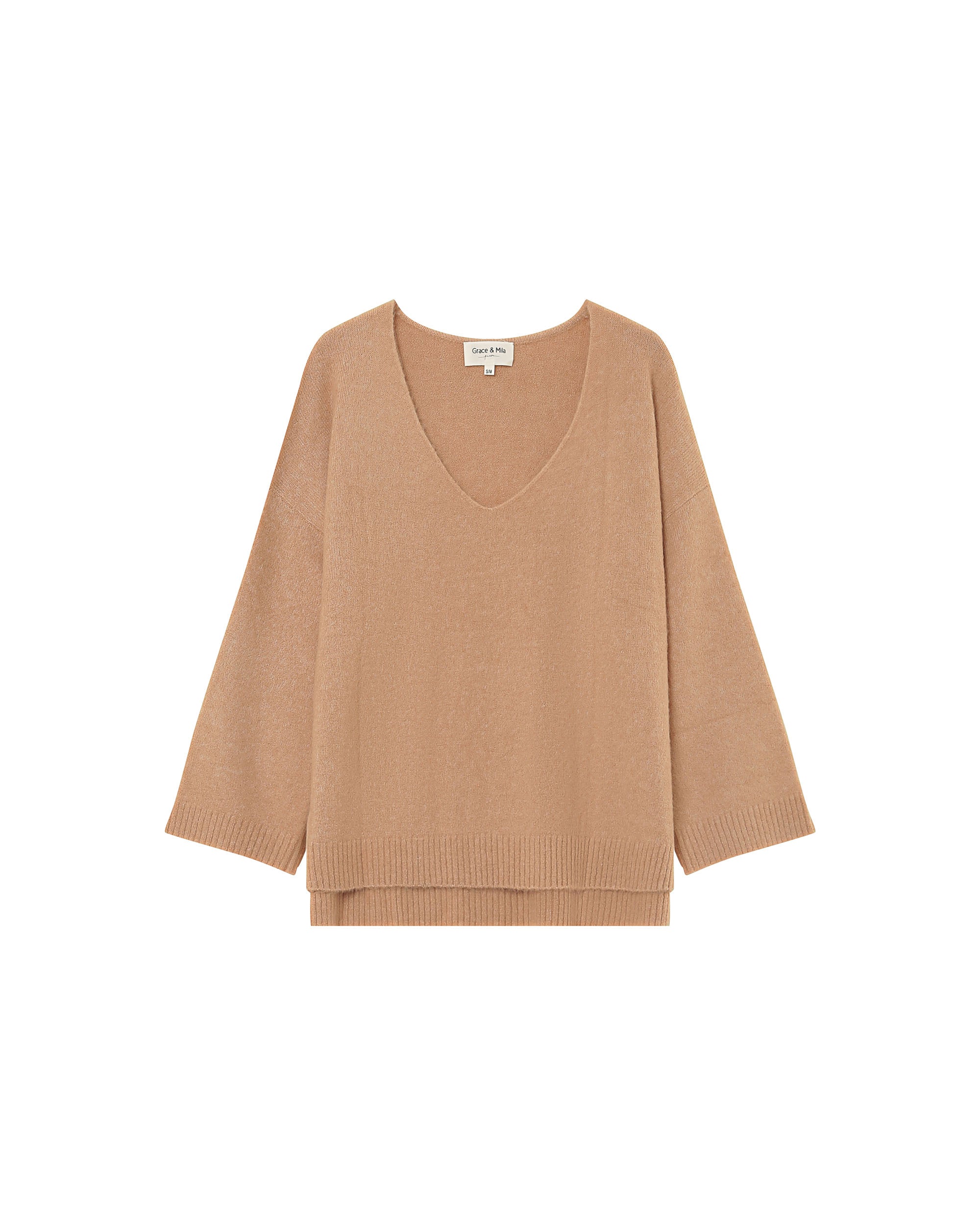 3/4 sleeve sweater camel Paltrow_12902