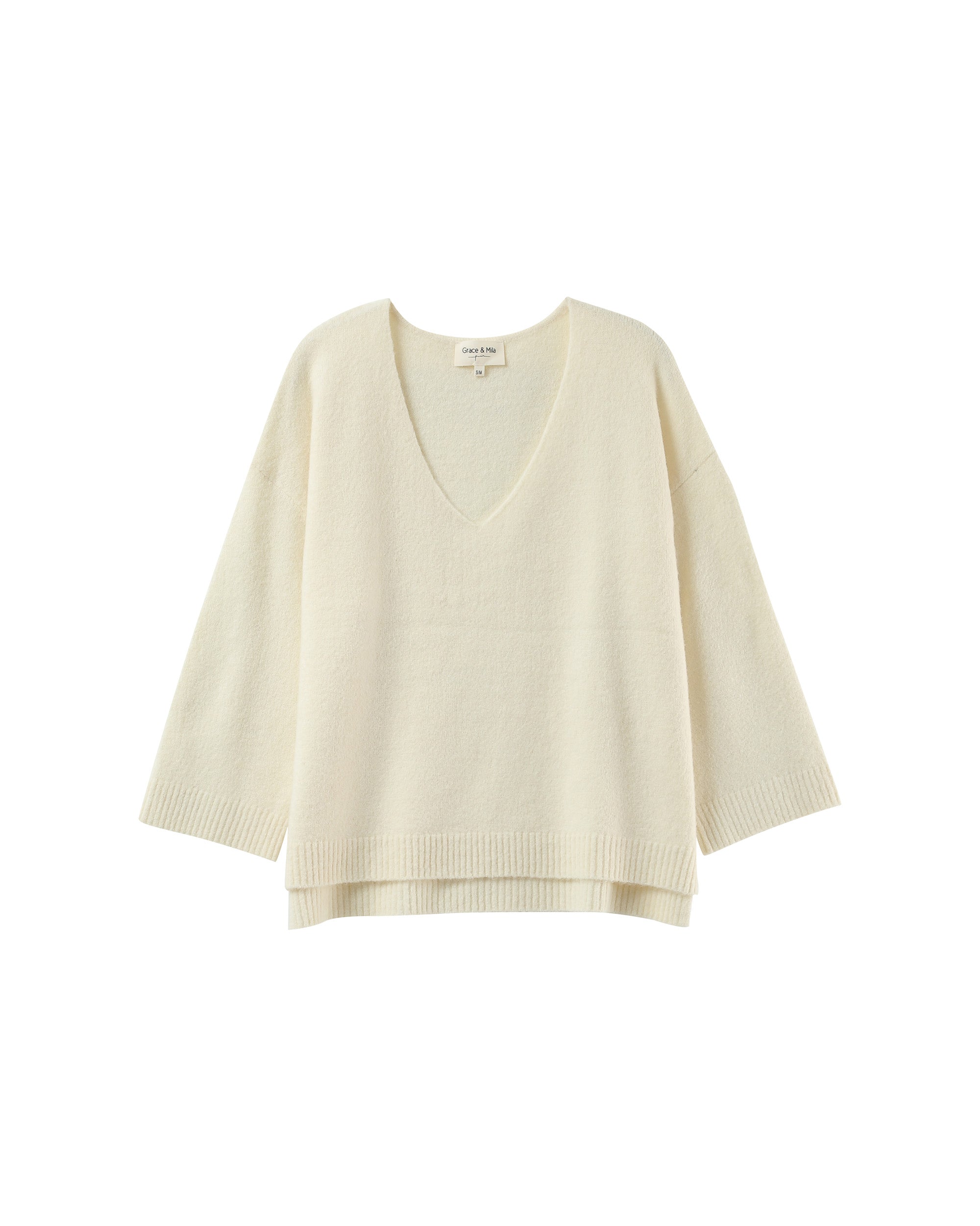 3/4 sleeve sweater ecru Paltrow_12902