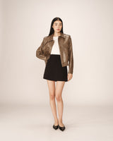 Jupe courte trapÃƒÂ¨ze noir Pamela