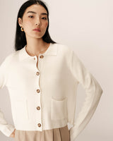 Cardigan maille fine ecru Pam