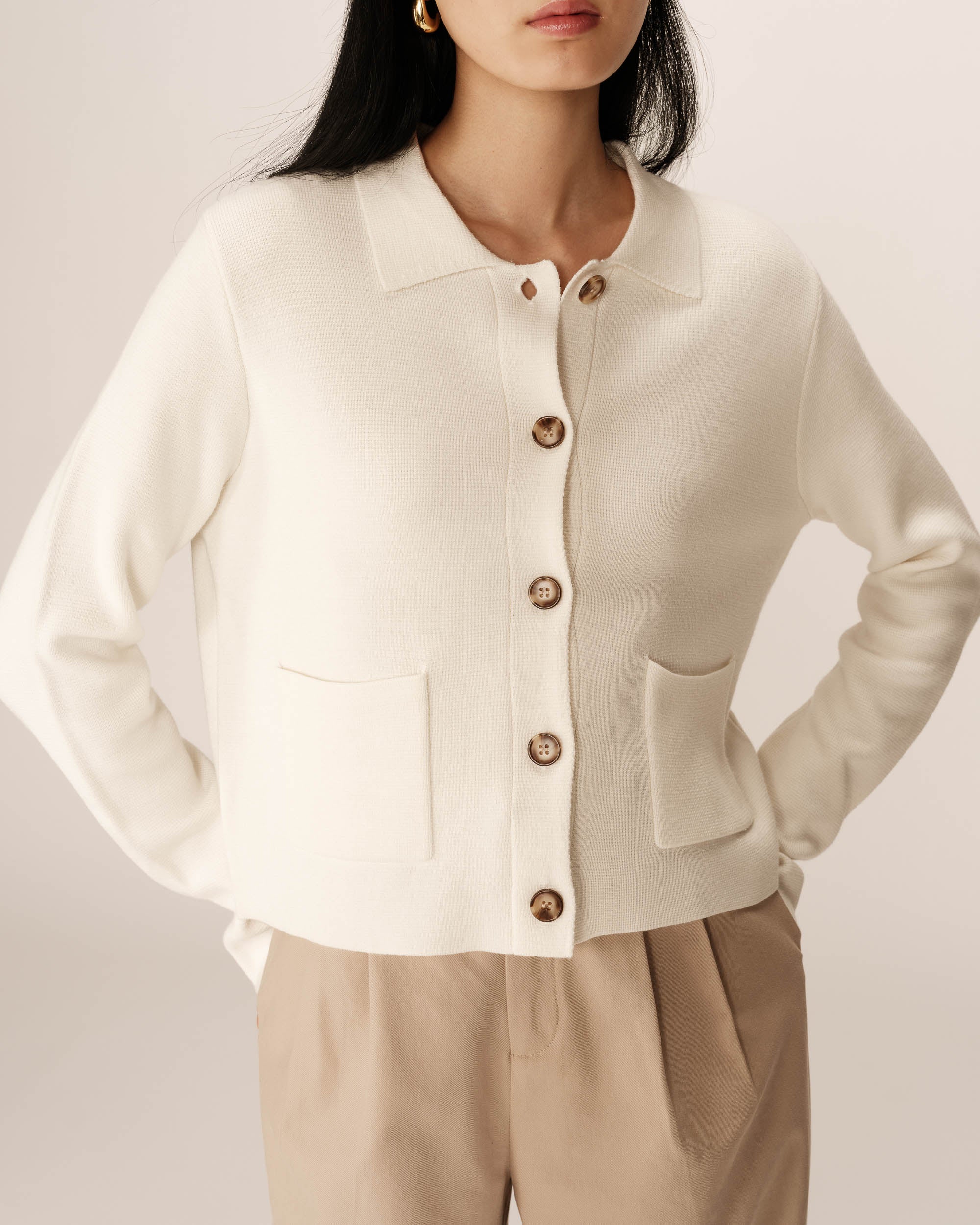 Cardigan maille fine ecru Pam