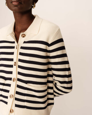 CARDIGAN RAYURES ECRU PAM