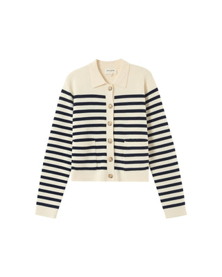 CARDIGAN RAYURES ECRU PAM