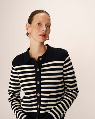 CARDIGAN RAYURES MARINE PAM