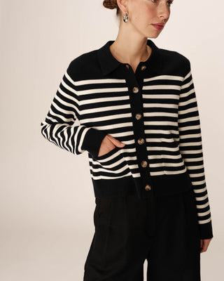 CARDIGAN RAYURES MARINE PAM