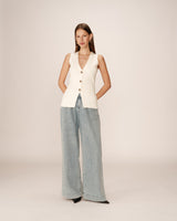 Fitted knit waistcoat ecru Panama