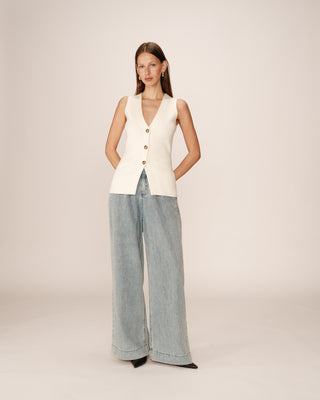 GILET ECRU PANAMA