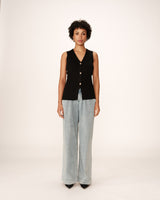 Fitted knit waistcoat black Panama