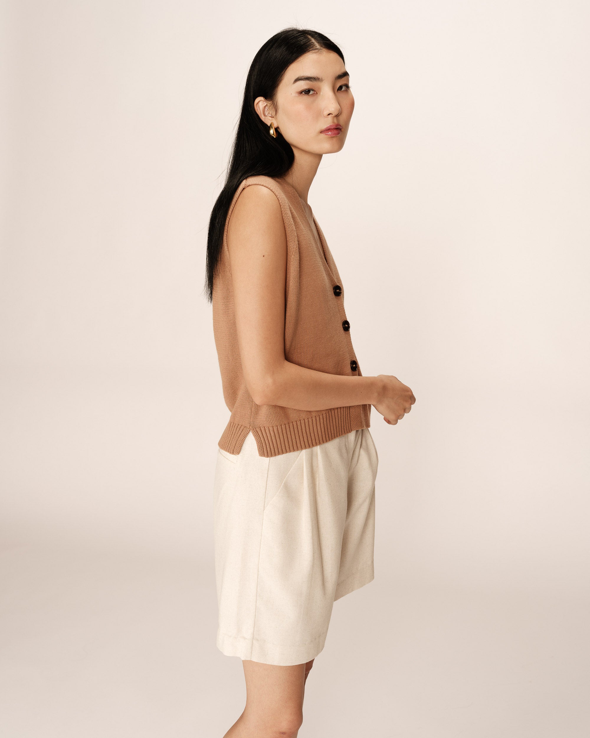 Knit cardigan camel Pancake