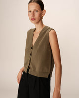 Knit cardigan khaki Pancake