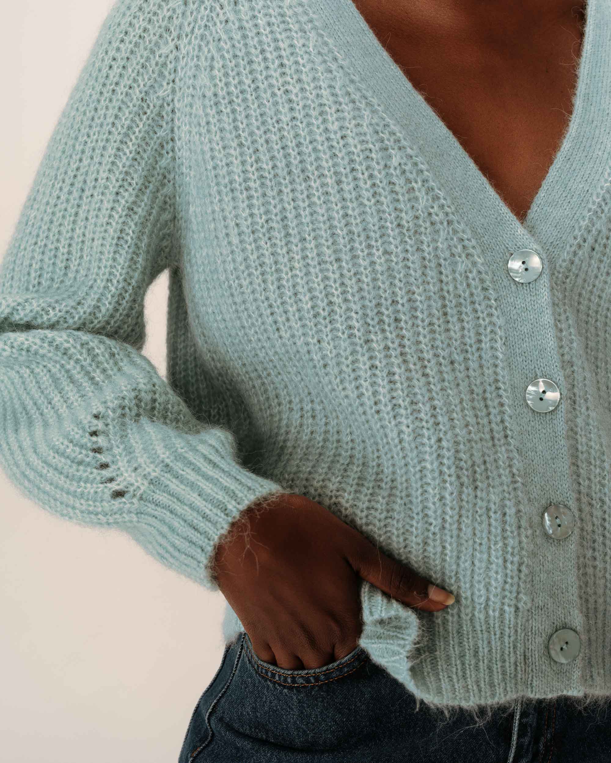 Wool and alpaca cardigan aqua Panettone