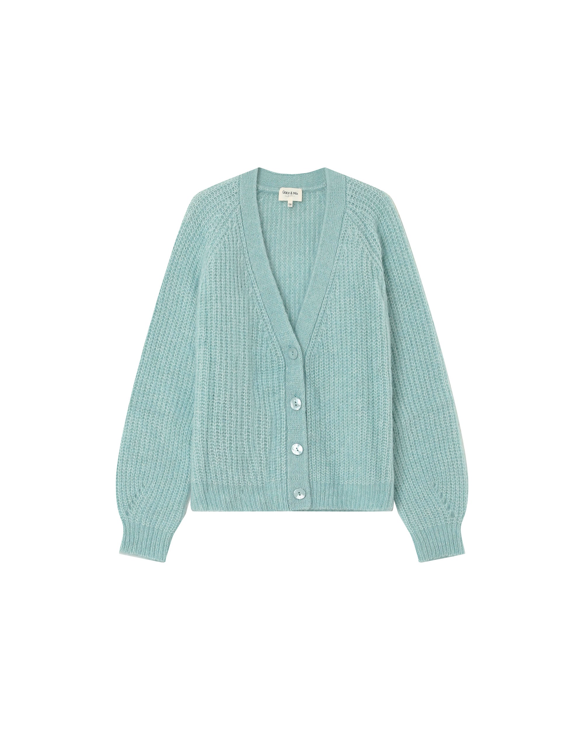 Wool and alpaca cardigan aqua Panettone