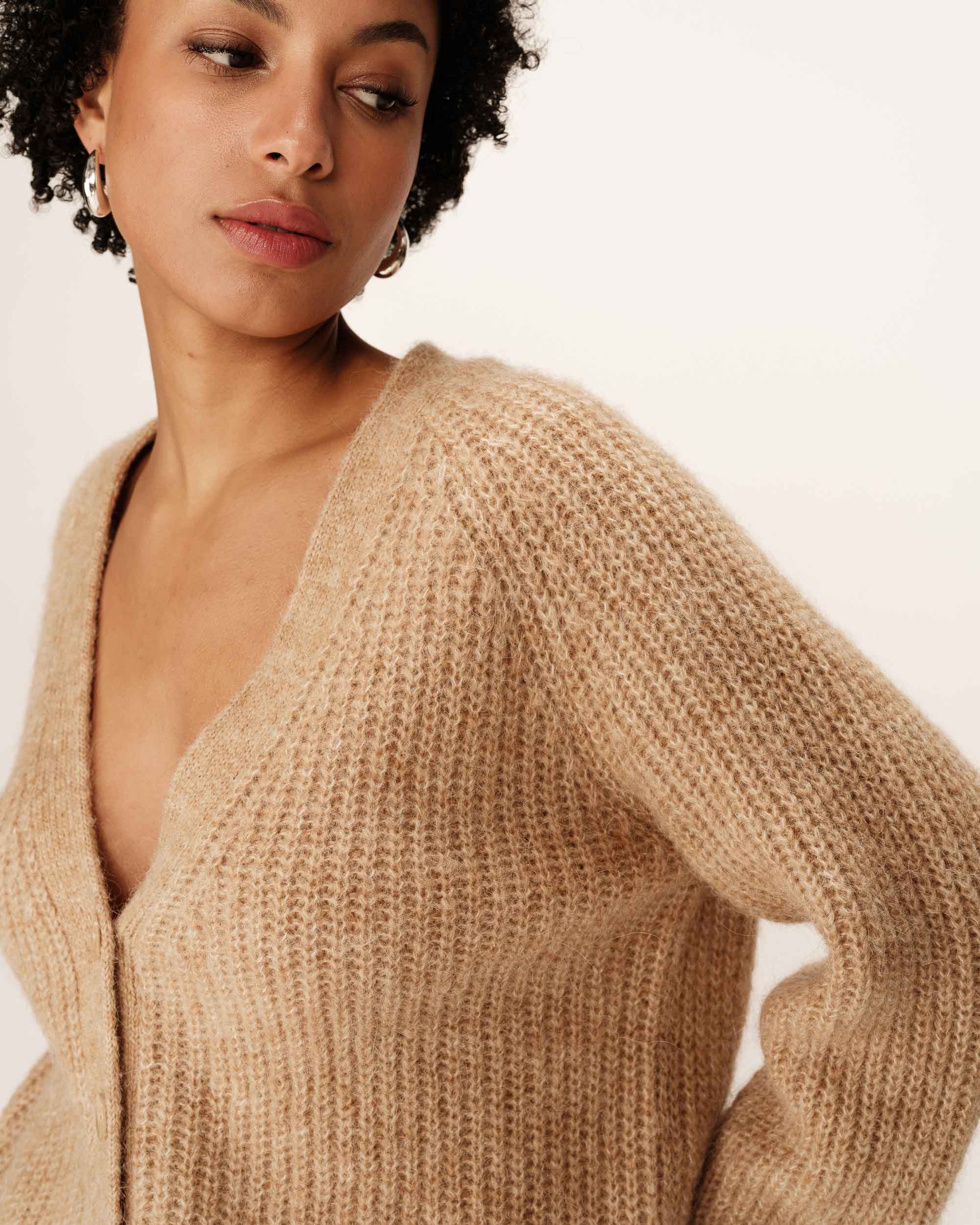 Wool and alpaca cardigan sand Panettone