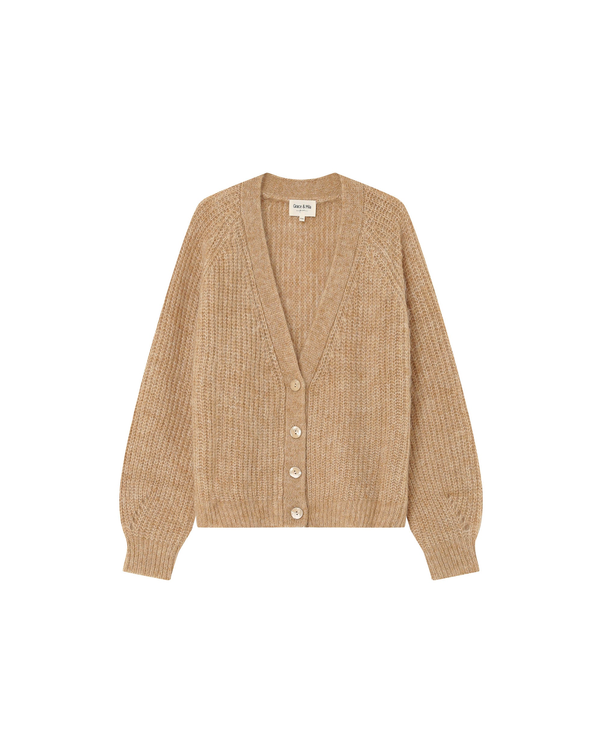 Wool and alpaca cardigan sand Panettone