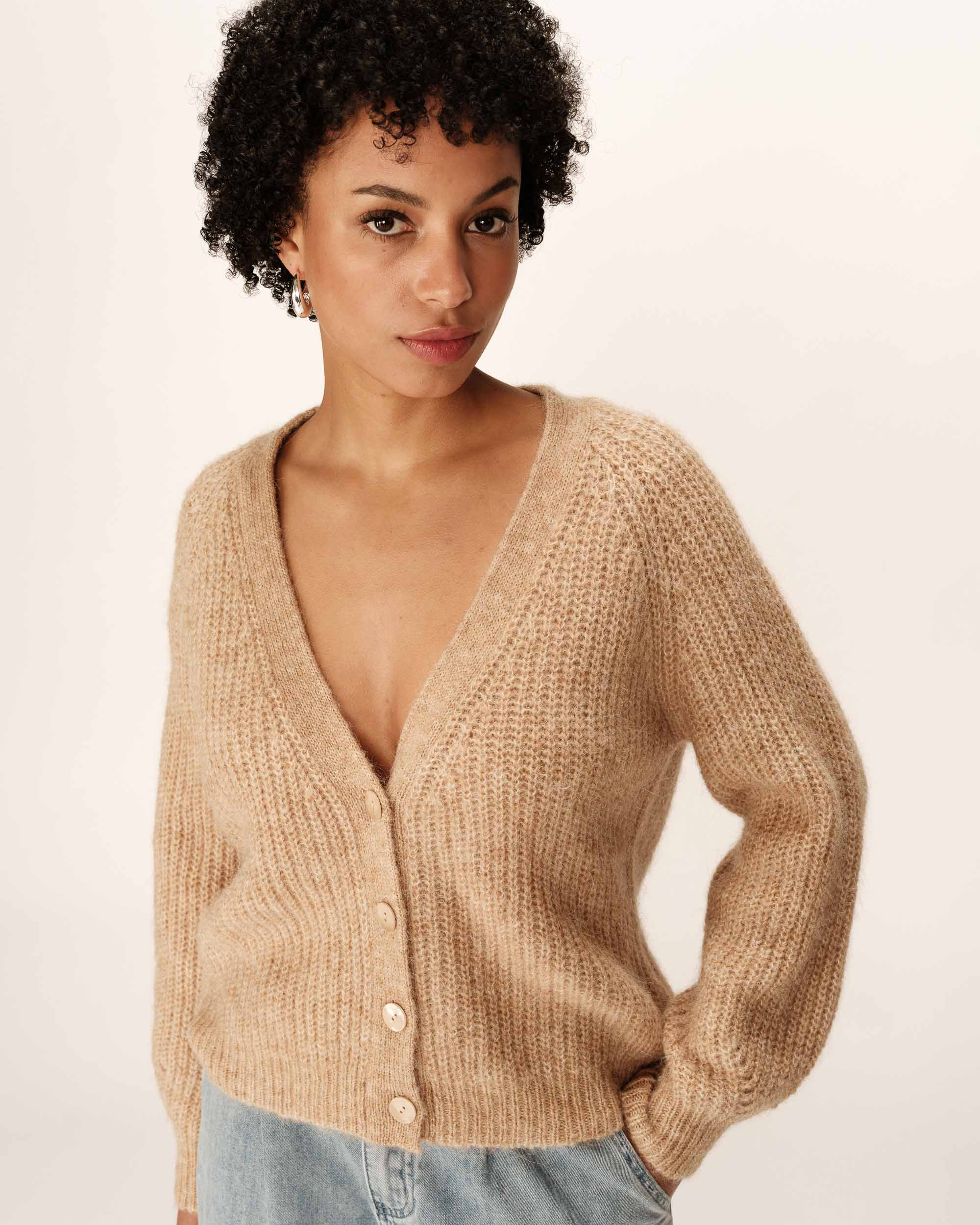 Wool and alpaca cardigan sand Panettone