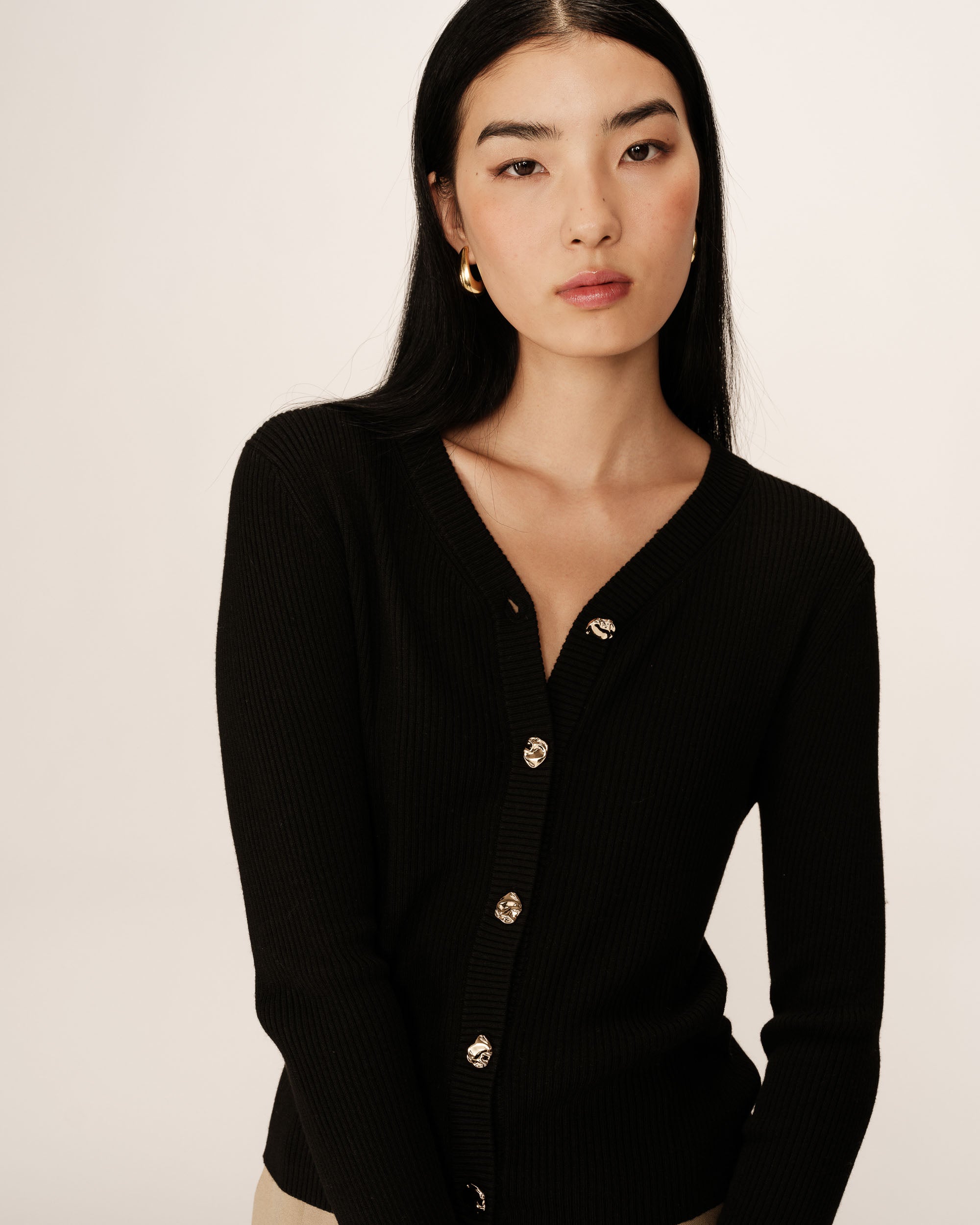 Cardigan fine maille noir Panino