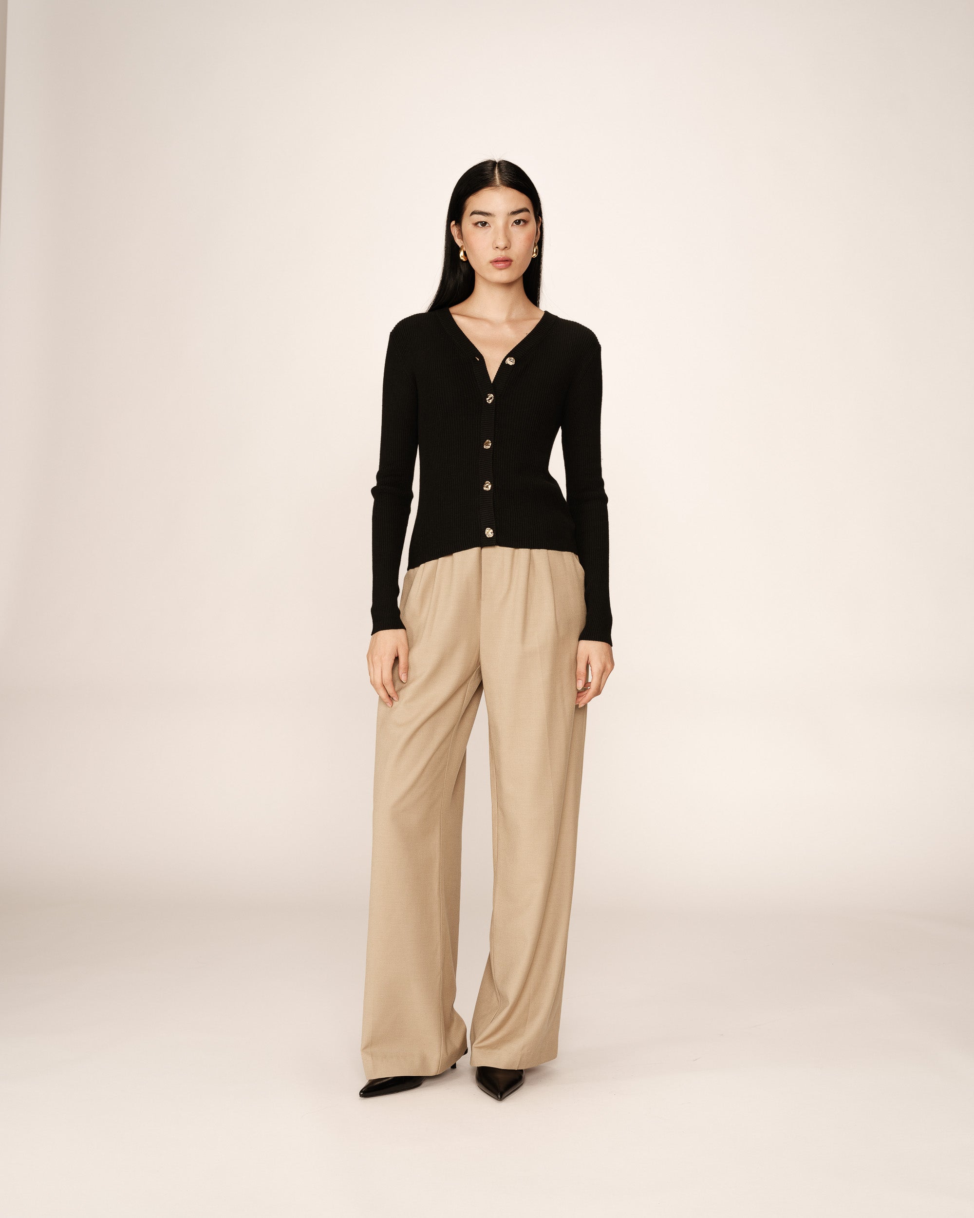 Cardigan fine maille noir Panino