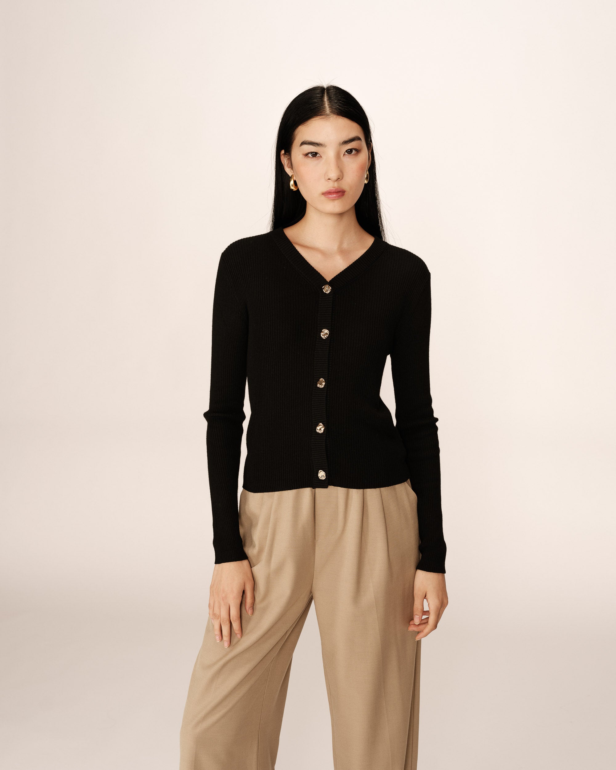 Cardigan fine maille noir Panino