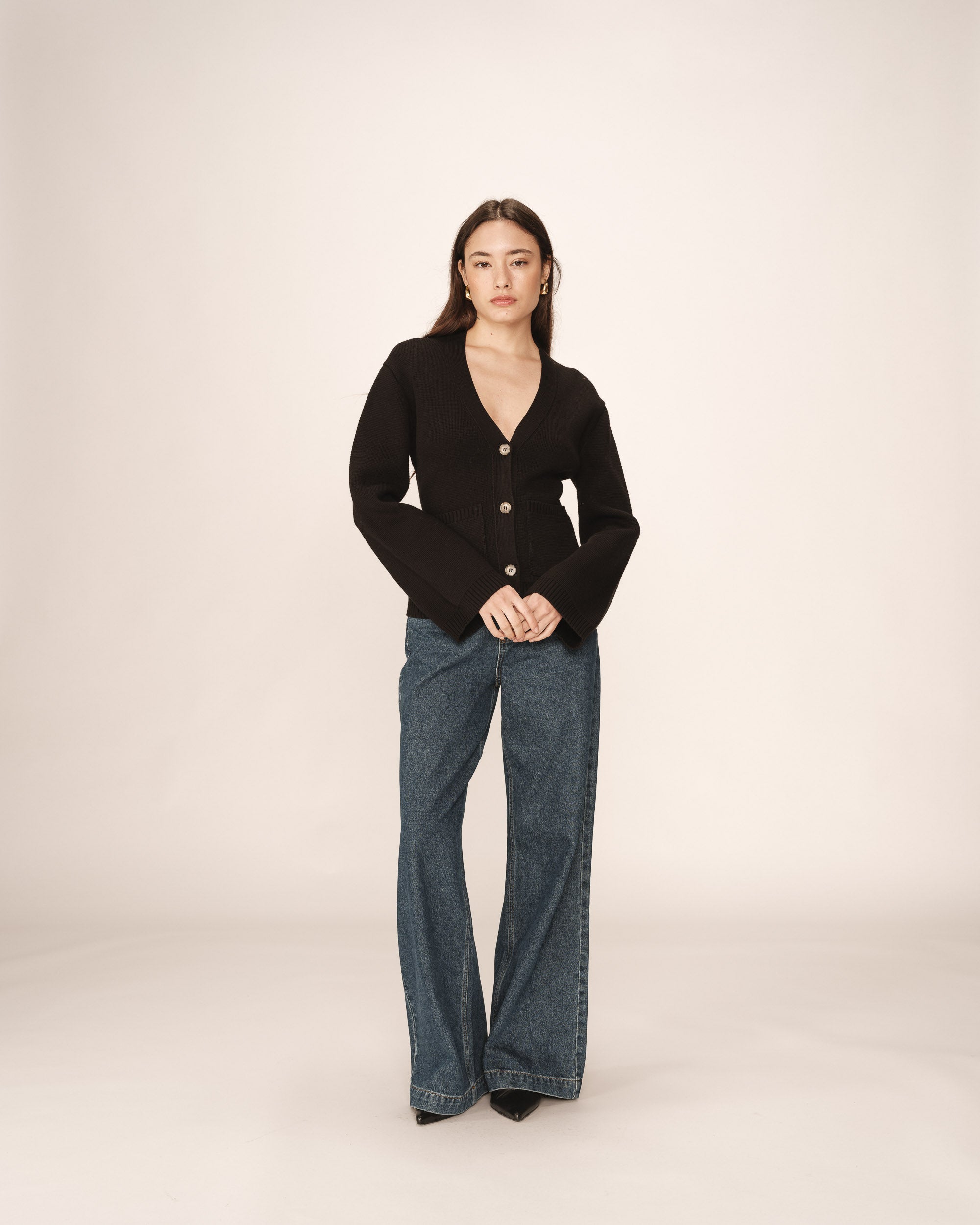 Cardigan en maille noir Paolino