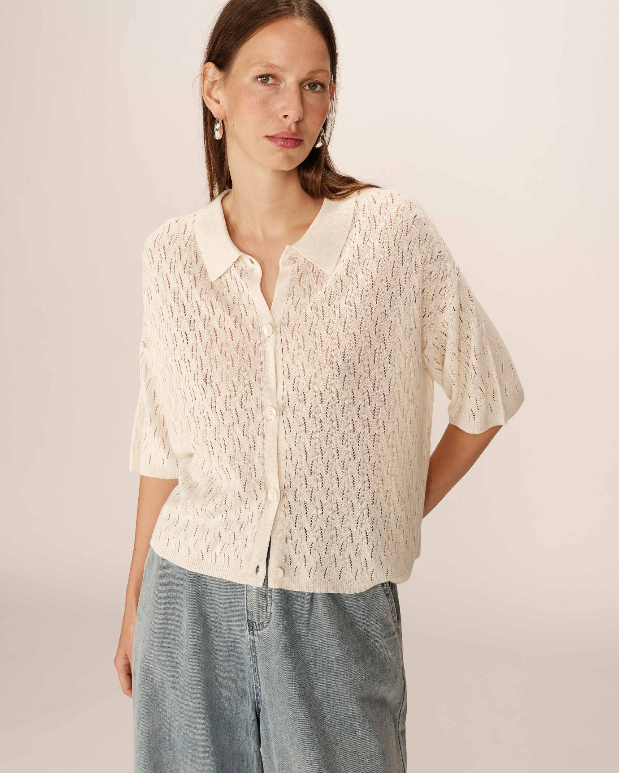 Openwork cardigan ecru Pao