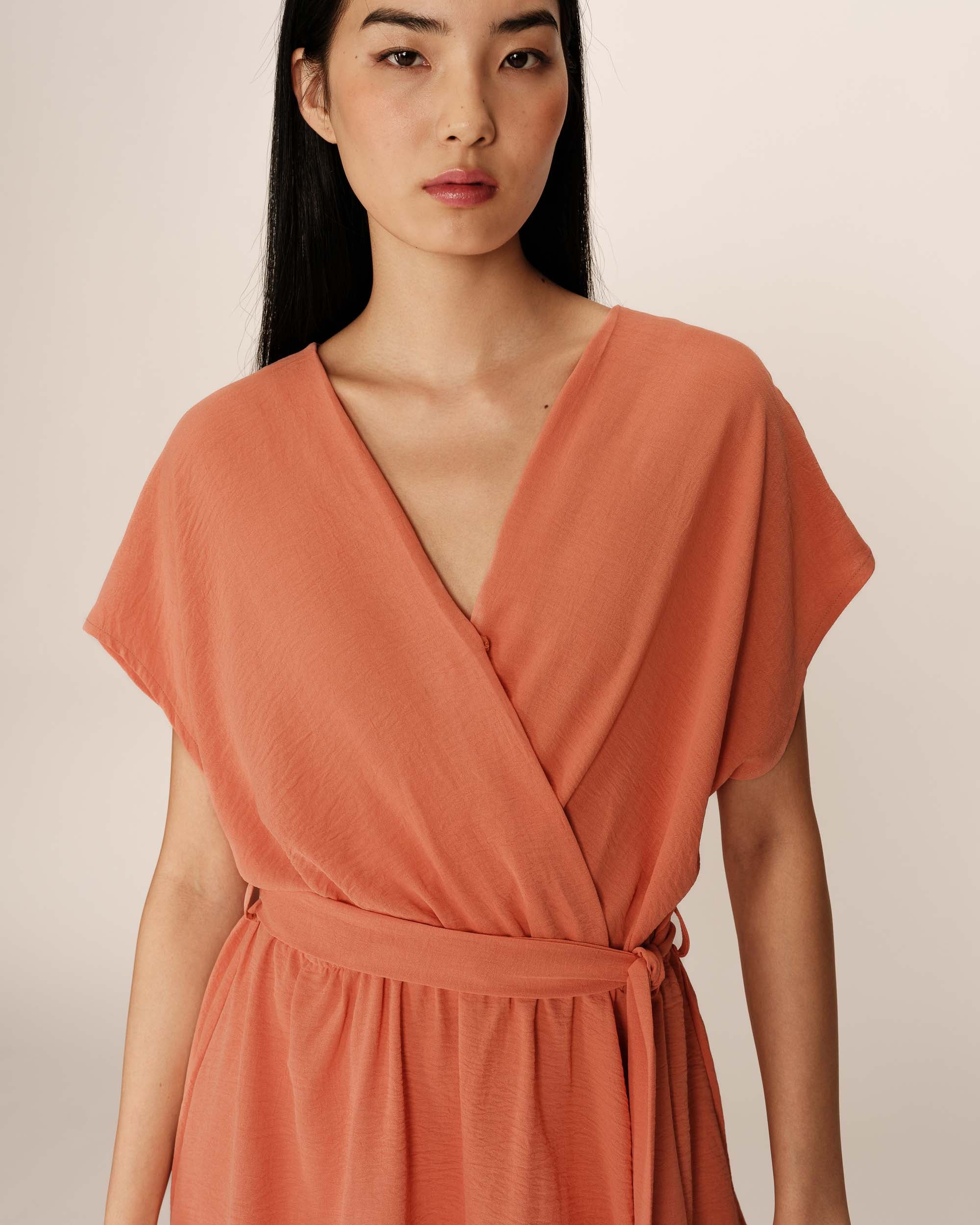 Sleeveless short dress peche Papaye_13190