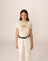 Printed 'merci' t-shirt beige Papa_13152