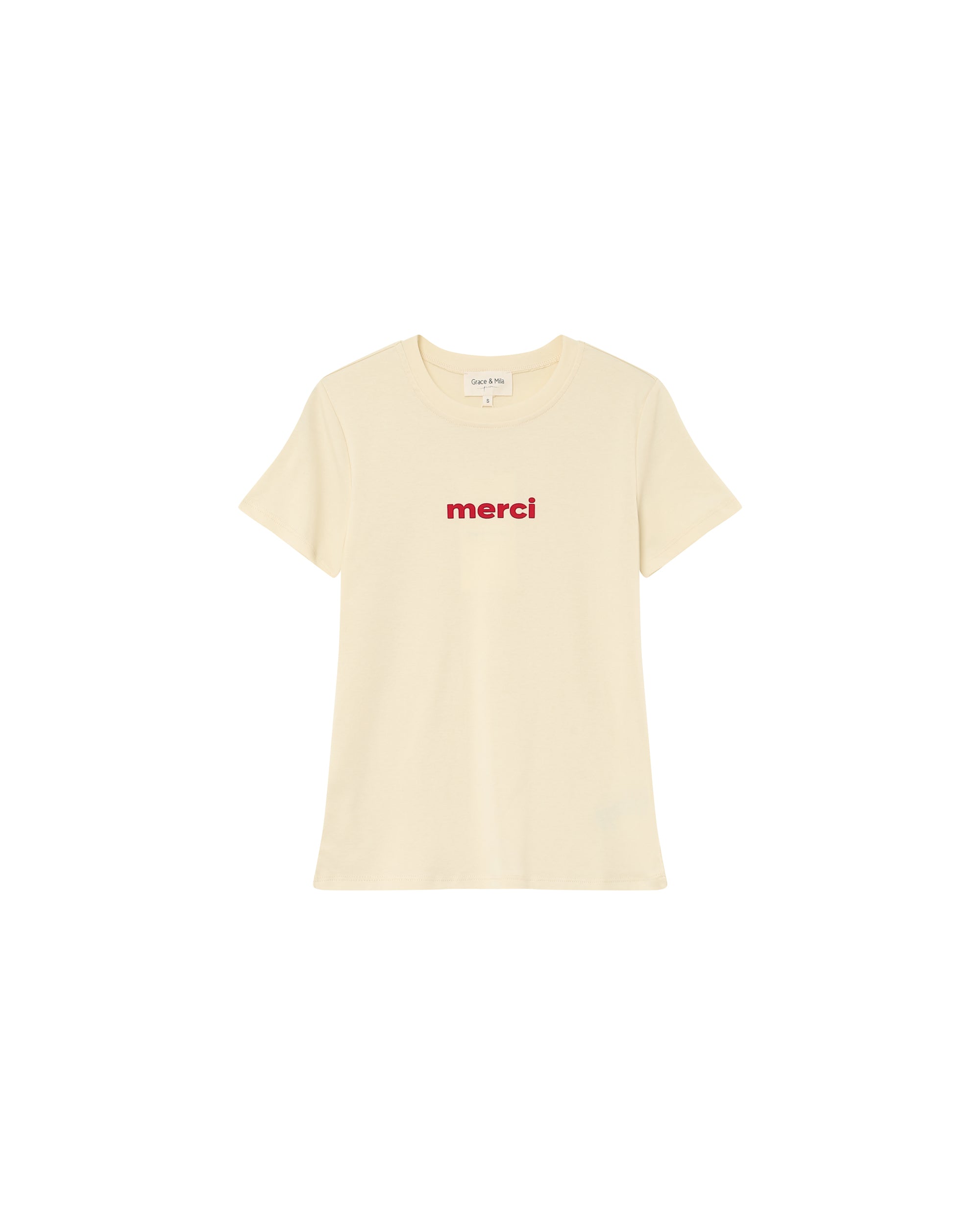Printed 'merci' t-shirt beige Papa_13152