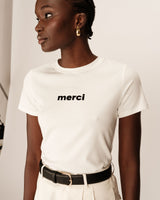 Printed 'merci' t-shirt ecru Papa_13152
