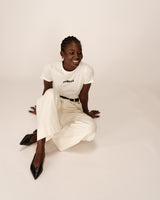 Printed 'merci' t-shirt ecru Papa_13152