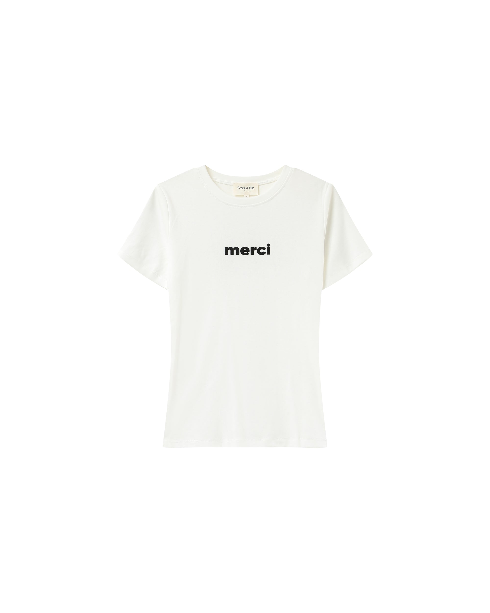 Printed 'merci' t-shirt ecru Papa_13152