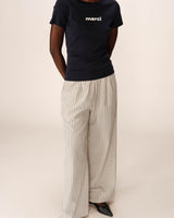 Printed 'merci' t-shirt navy Papa_13152