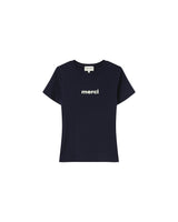 Printed 'merci' t-shirt navy Papa_13152